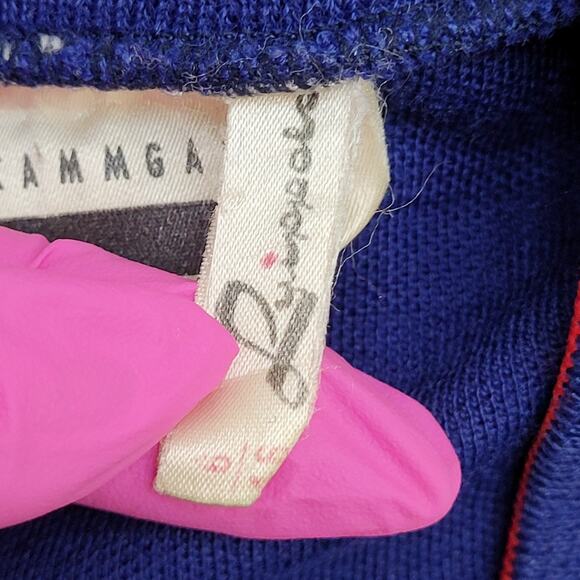 Vintage 90s Trevira MOD Wool Cardigan Large 23x27 Blue - Picture 9 of 16